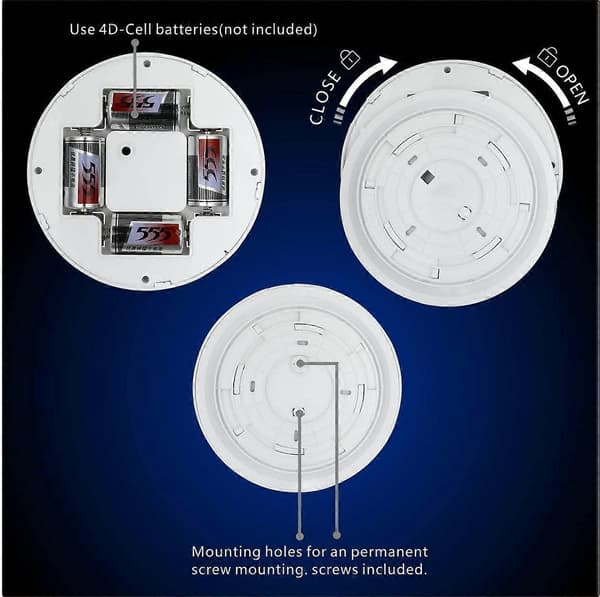 LED loftlampe med bevægelsessensor, batteridrevet, 19 cm 300 LM dagslys