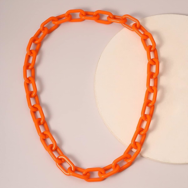 Överdriven lång gem i akryl Halloween kedja choker halsband minimalistisk färgglad chunky krage halsband för kvinnor och flickor (orange)