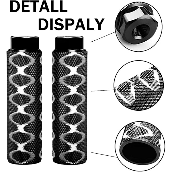 2 st aluminiumlegering cykel fotpinnar, halkfria fotpinnar, pinnar, halkfria bakre fotpedaler, cykeltillbehör black