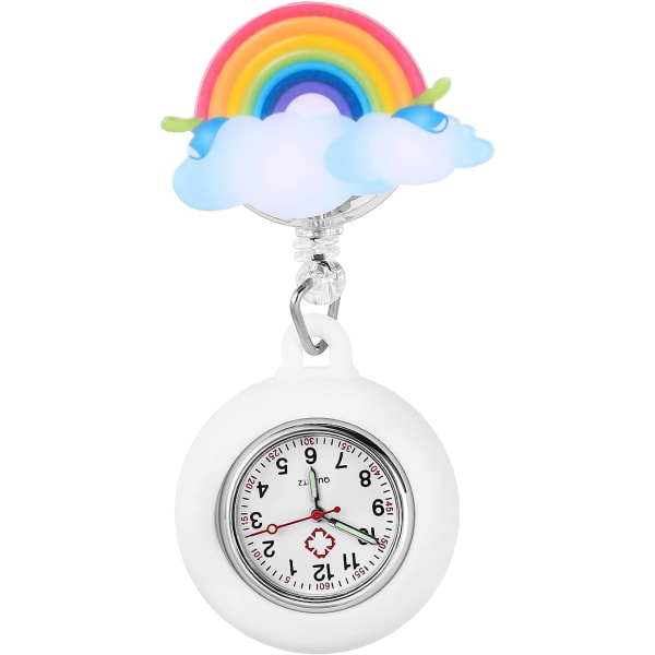 Cute Nurse Watch- Fob Watch Cartoon Rainbow Watch Bärbar infällbar Clip On Watch