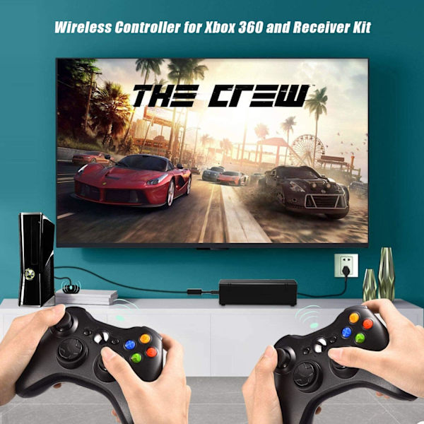 Trådlös Xbox 360-kontroll, 2,4 GHz dubbelvibrations Xbox 360-spelkontroll, fjärrspelkontroll med mottagare
