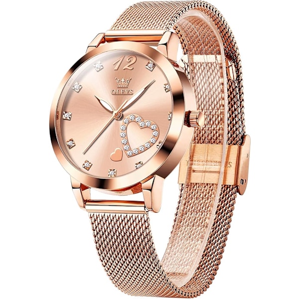 OLEVS Damklockor Ultra Tunna Pink Dial/Rose Gold