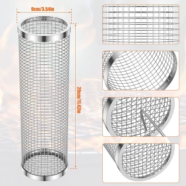 1 kpl pyörivä grillikori, grillikori, ruostumattomasta teräksestä valmistettu grillikori, grillilisävarusteet grillikori
