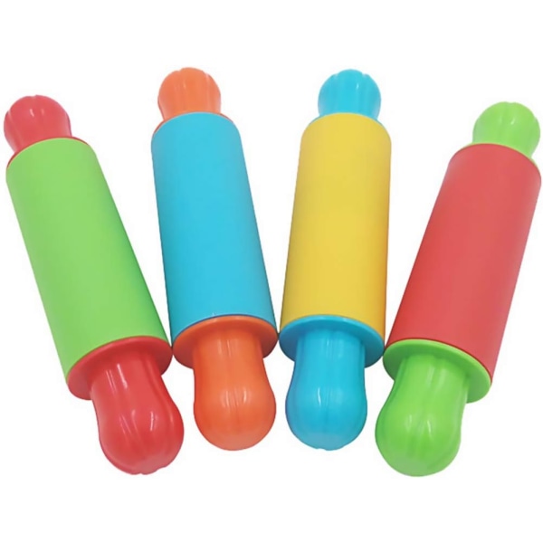 4-pak rullepind i ler - blødt ler, plasticine, dej, modellering, ruller, børns ler og dej, legetøj, børns modellervoks-sæt