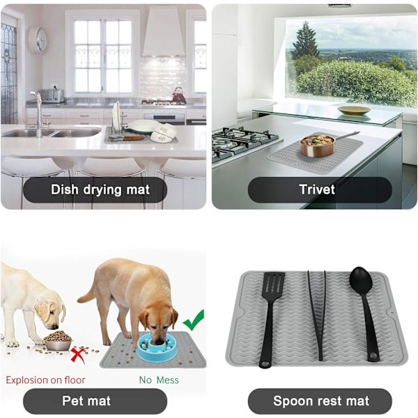 Super Kitchen Stor Silikon Droppmatta för Diskar, Diskställ, Torkmatta