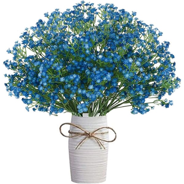 6 stk kunstige baby's breath gypsophila blomsterbuketter for DIY krans blomsterdekorasjon Navy blue