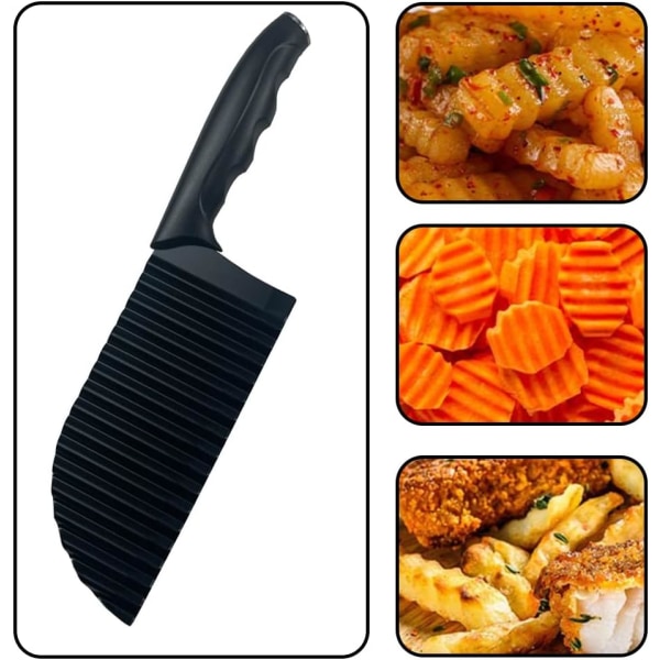 Crinkle Cutter, Potatis Cutter, Rostfritt stål Våg Blade Grönsaksskärare, Handhållen Chipper Hackare för pommes frites, Grönsaker, Sallad, Morot