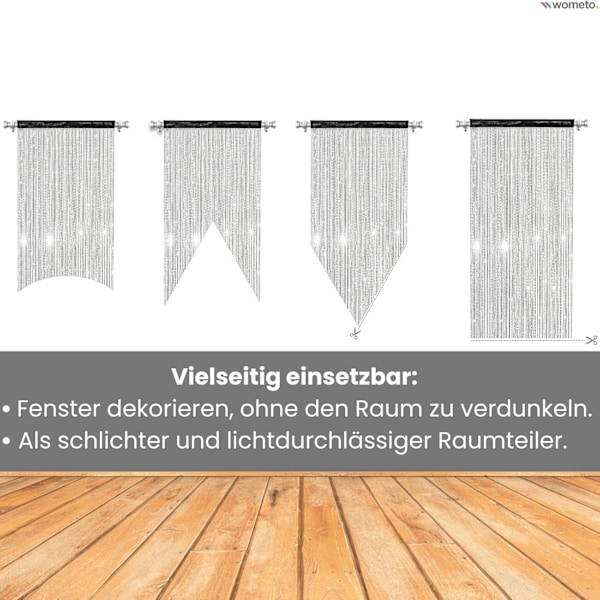 Stränggardin för dörr 200*95cm, Tvättad, Monokrom, i Många Färger gris