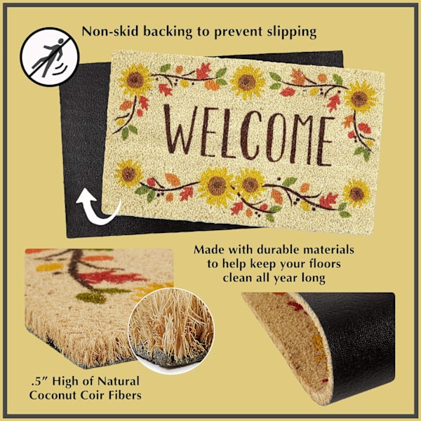 Naturlig kokosfiber dørmatte, sjakkbrettmatte, 18X30in color 1 18X30inch