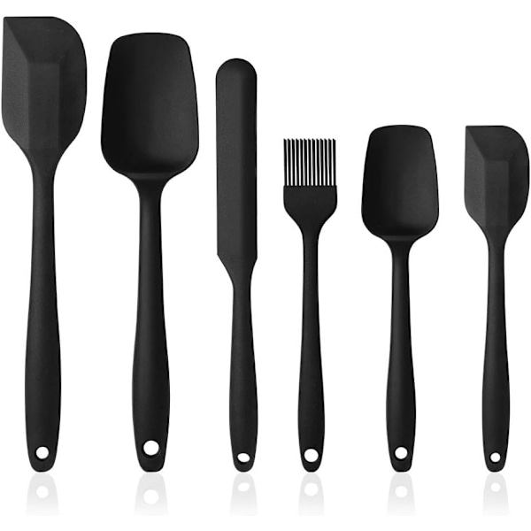 Silikon Spatlar & Skedar Set, 6 st Silikon Köksredskap Inklusive Gummispatel, Silikon Bakborste för Skopning, för Matlagning, Bakning, Blanding