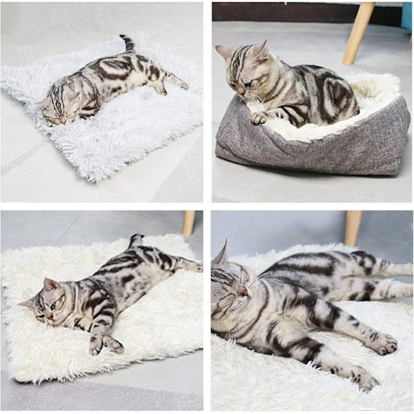 Kattbädd, husdjursbädd, mjuk och tvättbar kattsäng white velvet