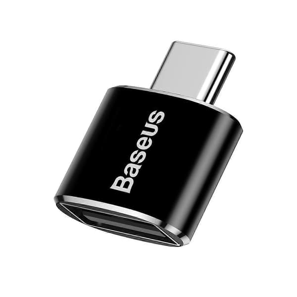 BASEUS Mini USB Naaras - Type-c Uros Adapterimuunnin - Musta