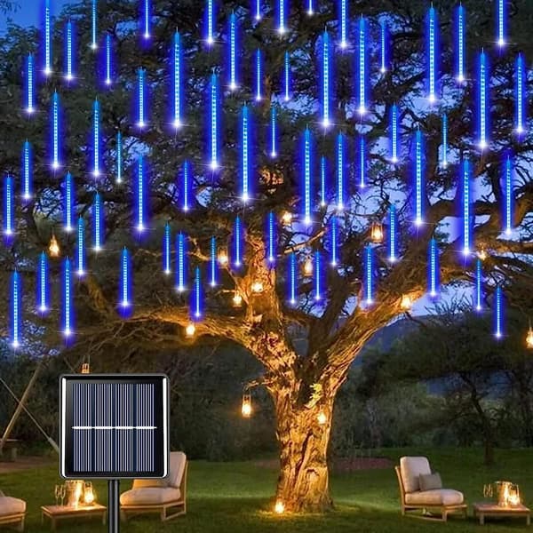 Solar Meteorregnlys, vanntette julelys med 30 cm rør, 8 rør, 240 LED-lys for bryllupstreet