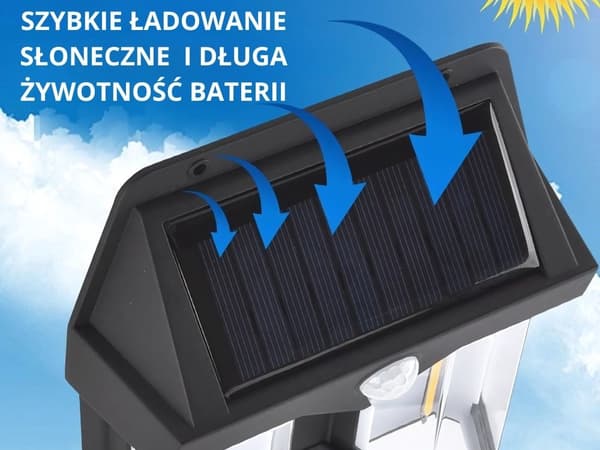 Solcellelampe 1200 lm - Vandtæt med bevægelses- og skumringssensor