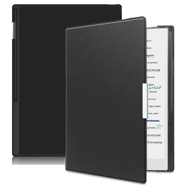 For Remarkable Paper Pro Case PC+PU Læder Tablet Cover med Pen Holder Auto Vågn/Sov - Sort