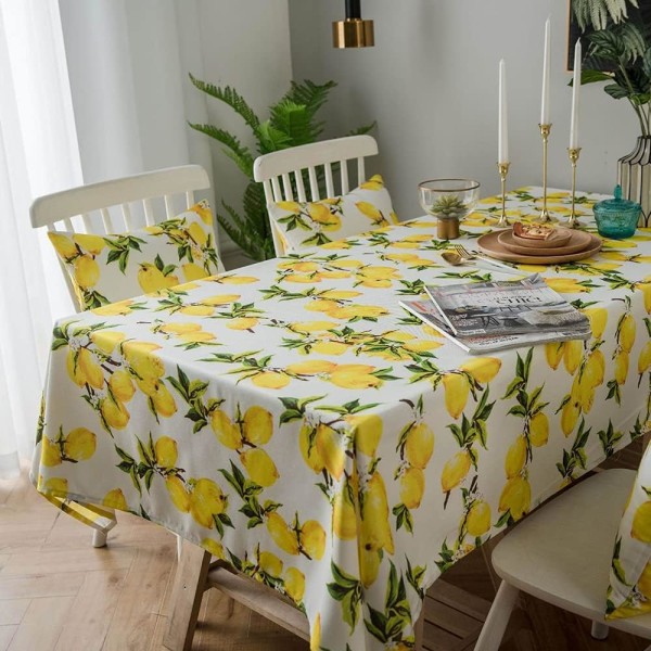 Spill Proof Citron Tablecloth Polyester Vår & Sommar Tablecloth för inomhus/utomhusbruk