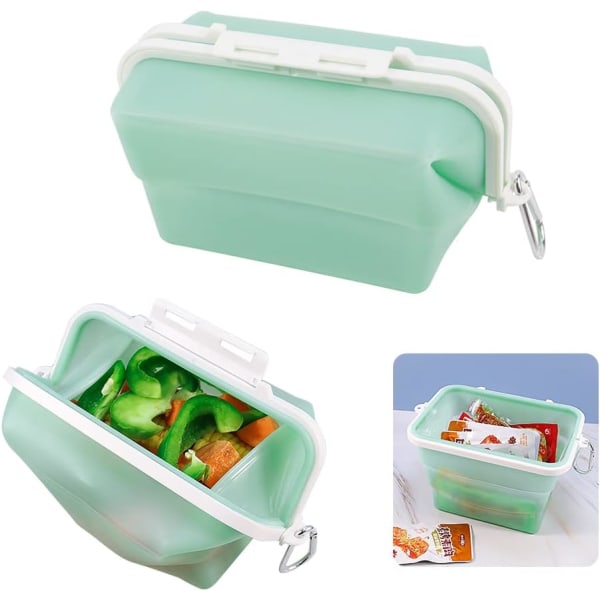 Silicone Lunch Box, Collapsible Food Storage Containers, Microwave Freezer and Dishwasher Safe