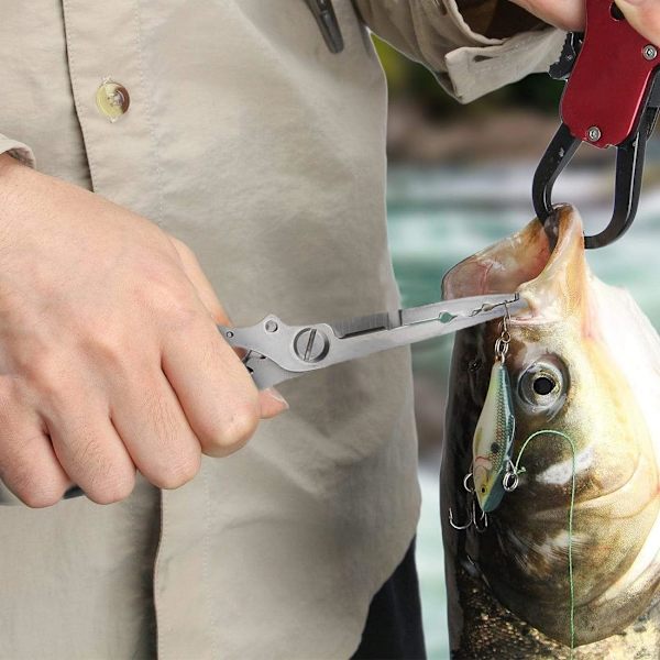 Fiske Tång Fiske Sax, Rostfritt Stål Fiske Tång med Slida, Fisk Tång för Krokhållning Linje och Öppen Slinga