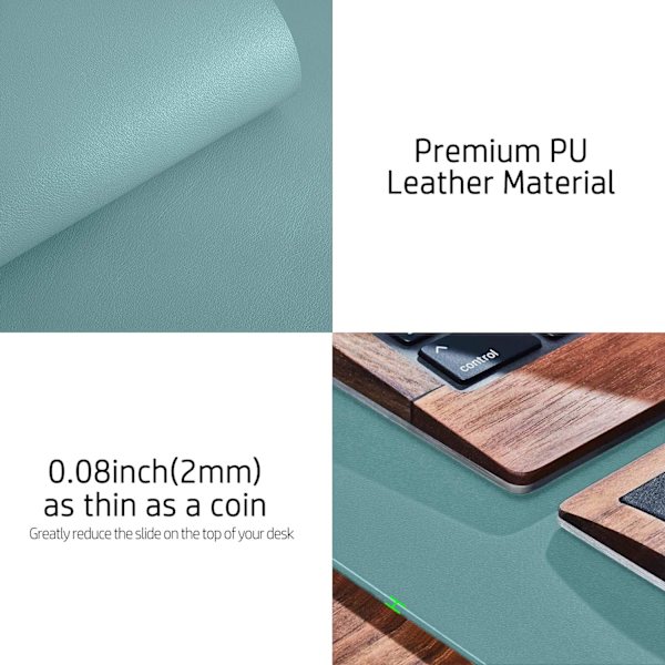 Läder skrivbordsunderlägg, kontorsunderlägg, halkfri PU-läder skrivbordsunderlägg, laptop skrivbordsunderlägg, vattentätt skrivbordsunderlägg Light Blue 36" x 17"