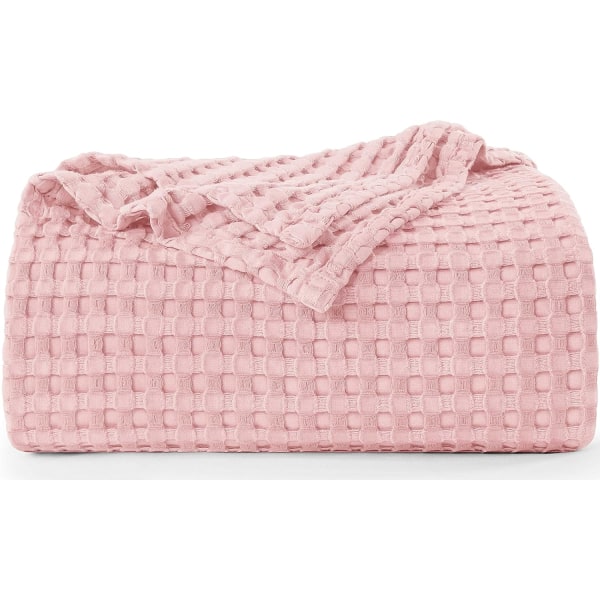 Bedding Cotton Waffle Blanket (rosa - 110*70cm) Mjuk Lätt Andningsbar Sängfilt Lager Alla Sängar för Alla Säsonger