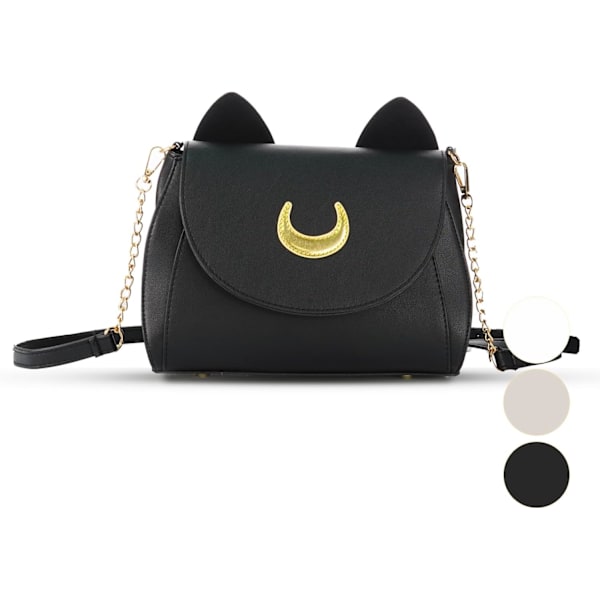 Kvinders Kawaii Skuldertasker Søde Katteformede Crossbody Tasker Satchel Taske Casual Tasker Pu Læder (Sort)