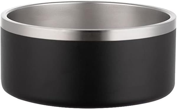 304 Rustfrit Stål Dobbeltvæggede Hundeskåle, Skridsikre Kæledyrsskåle, Kattefoder- og Vandskål med Gummibase Uden Spild (64oz, Sort) black