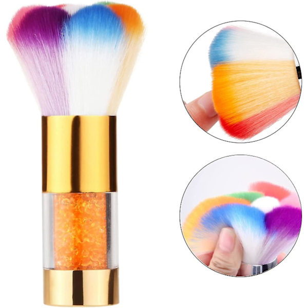 Neglebørste til akrylnegle, akrylneglebørste til fjernelse af støv, farverig børste til fjernelse af dip-pulver og makeup