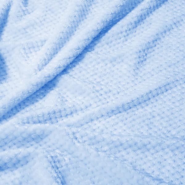 Flannel tæppe, 127x178 CM blødt sofatæppe, vaffel fleece tæppe til sofa, babyblåt tæppe