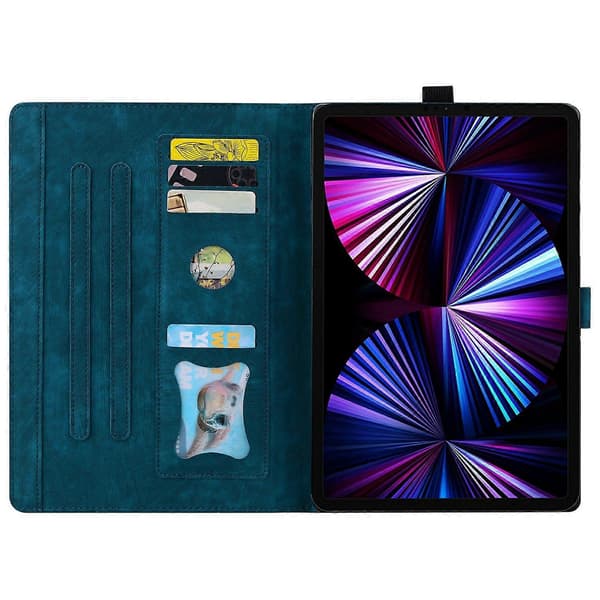 Fodral till Honor Pad X8a, Flip Ställ Läder Tablet Skydd Körsbärsblom Katt Tryck - Blå