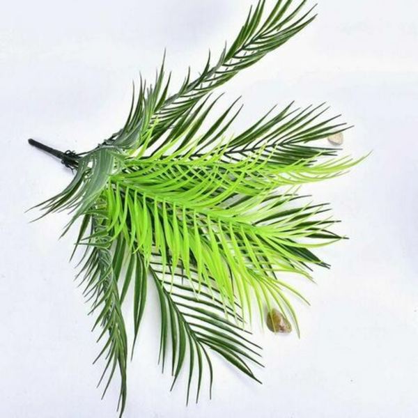 Konstgjorda palmer, plastbuskar grästräd falska gröna växter, inomhus utomhus hem trädgård balkong blomsterbädd bröllopsgirlang