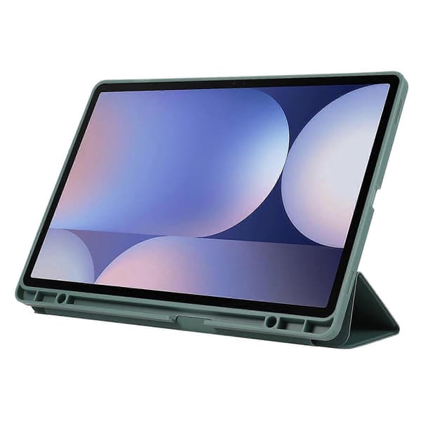 For Samsung Galaxy Tab S10+ Deksel med Pennholder Solid Farge Tri-Fold Stativ PU Lær+Nettbrettdeksel