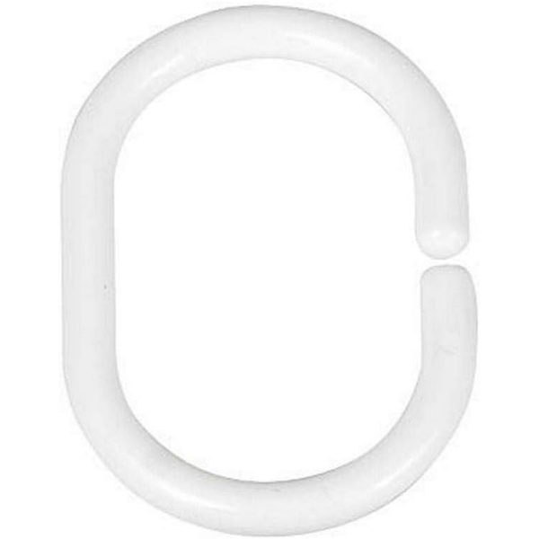 Duschdraperiringar set om 24 - oval, plast, 3 x 4,5 cm, vit
