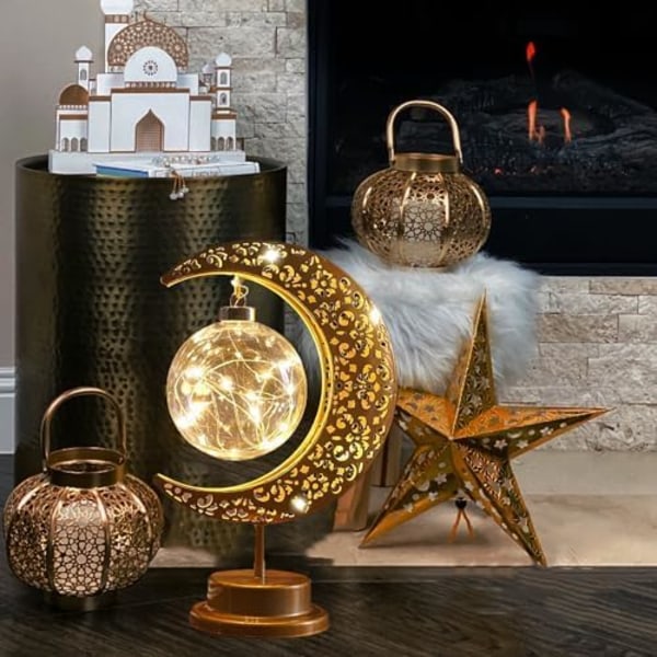 Ramadan Lys, Eid Dekorationer, Månebordslampe, Ramadan Dekorationer til Hjemmet, Eid Gaver til Børn, Familie, Batteridrevet Style 2