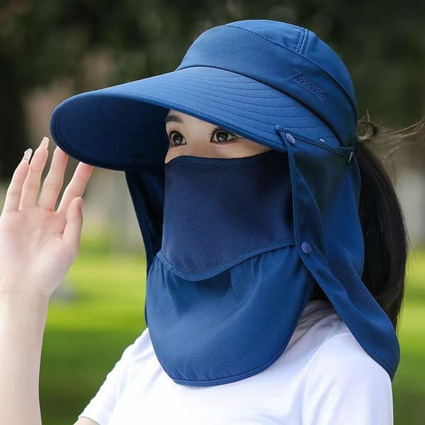 Solhatt med bred brätte - Multifunktionell skyddsfiskarhatt Navy blue