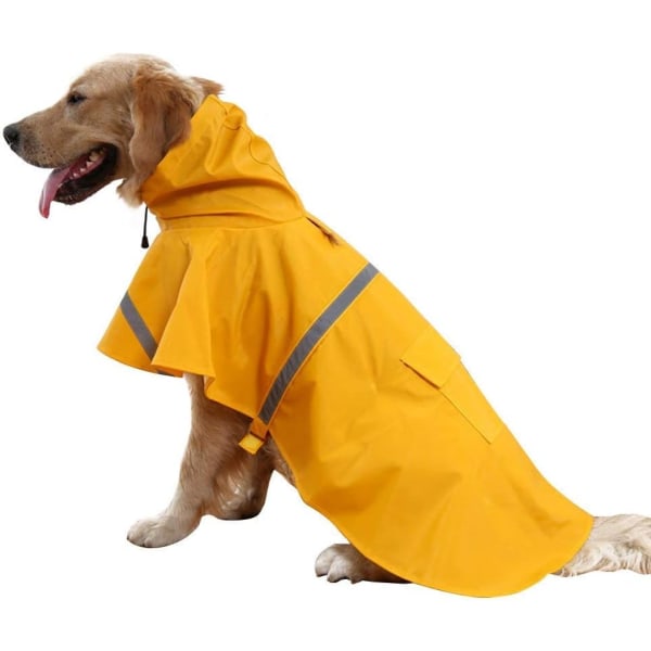 Adjustable Waterproof Pet Dog Hooded Raincoat Reflective Dog Rain Coat Jacket Dog Rainwear Apparel Clothes for Small Medium Large Dogs (S/M, Orange)