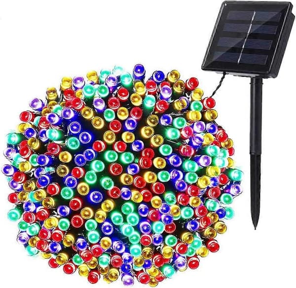 Solar Julenisselys, 22M 200 LED Flerfarget