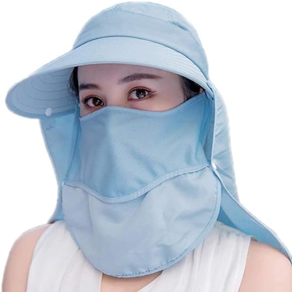 Solhatt med bred brätte - Multifunktionell skyddsfiskarhatt Light blue