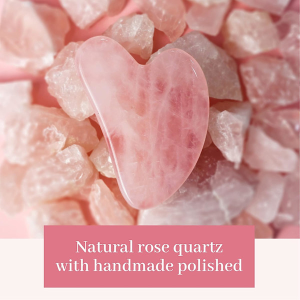 Rosenkvarts Gua Sha, Naturlig Jade Ansiktsverktøy for SPA Akupunktur, Rosa Stein for Kropp Ansikt Nakke og Øye, Hudpleiegave for Kvinne