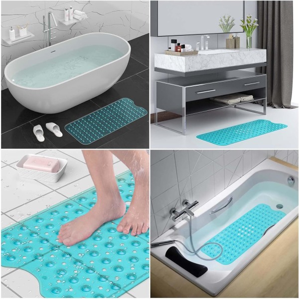 Antislip Dusjmatte, 40×100cm Badekarmatte med Sugkopper og Dreneringshull