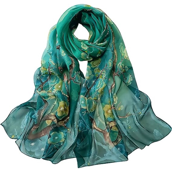 Chiffon Scarfs for Women - Ladies Scarf Lightweight Floral Print Chiffon Scarves Shawls Wraps for Spring Autumn