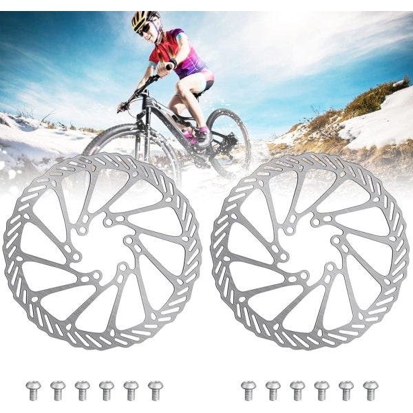 2-pack flytande bromsskivor för cykel, 160 mm, i rostfritt stål, med bromsbelägg