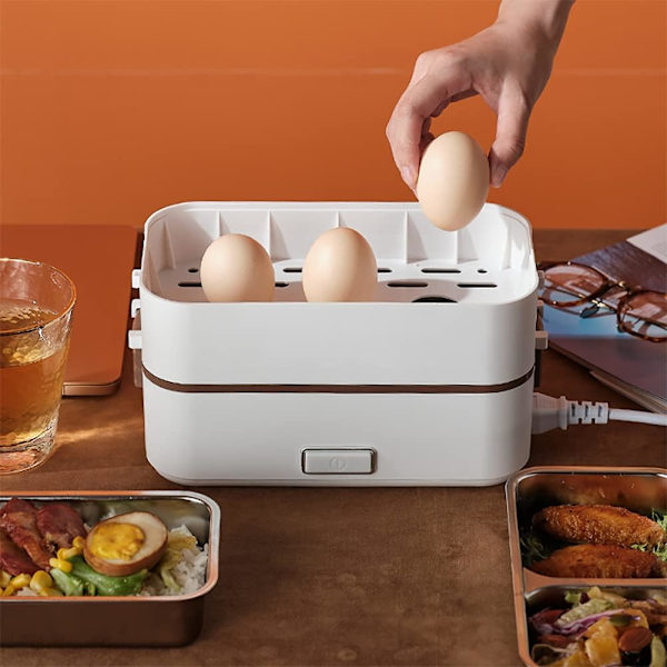 Elektrisk lunchlåda, uppvärmd Bento-låda för vuxna, 2 lager självuppvärmande lunchlåda, matvärmare