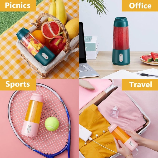 USB bærbar elektrisk juicer, 300 ml mini mad milkshake multifunktionel juice cup maskine, 304 rustfrit stål og abs materiale, pink