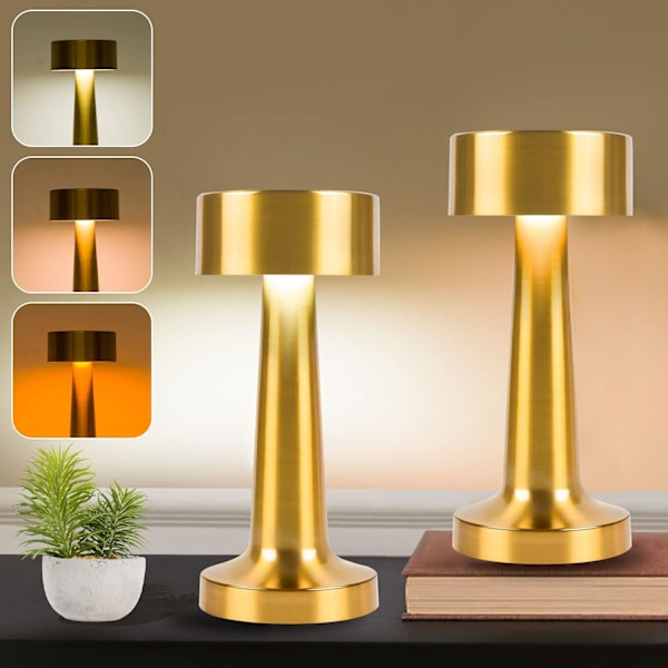 Pakke med dimbar skrivebordslampe, oppladbar LED-lampe gold