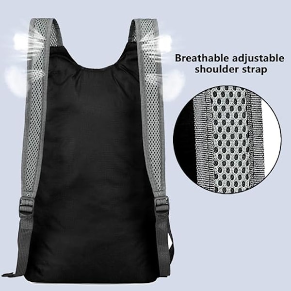 2 Ultralette Foldbare Ryggsekker, Vannresistente Dagstursekker, Pakkbare Ryggsekker for Reiser, Utendørs Camping og Klatring Blanquecino
