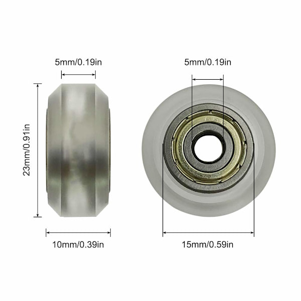 6 stk. Polycarbonat CNC 3D-printer udskiftningslejer, der er kompatible med CR-7, CR-8, CR-10, CR10S, 3 Pro Clear