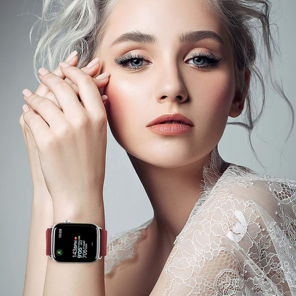 Heytea elastisk enkeltløkke klokkearmbånd er kompatibelt med Apple Watch-armbånd 38/40/41mm, elastisk nylonflette