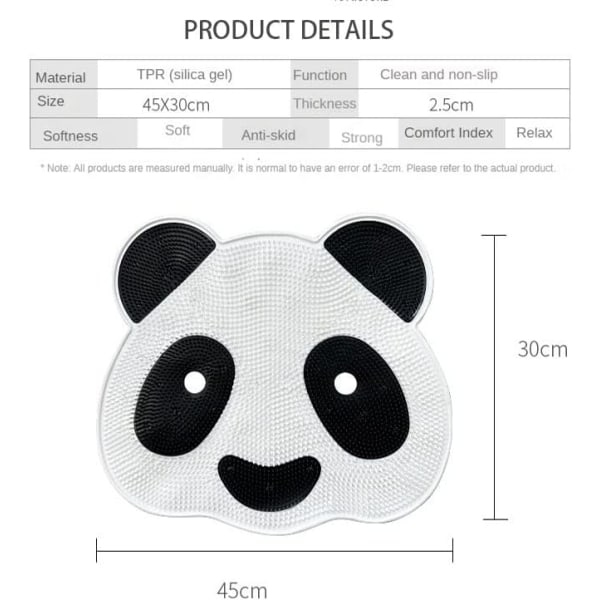 Sööt Panda Kylpymatto, Liukumaton Suihkumatto, Imukappaleilla ja Jalkamassuilla, Kylpyammematto
