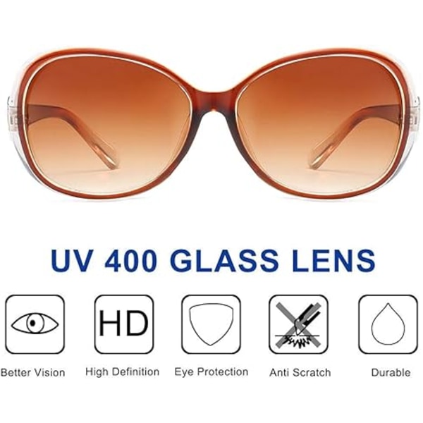 Solbriller unisex Vintage Big Frame Dame Shades UV400 Solbriller Brown