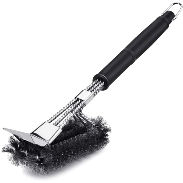 Barbecue Brush, 3 in 1 Barbecue Cleaning Brush with Scraper, Stainless Steel Bristles for Quick & Efficient Cleaning of All Grills